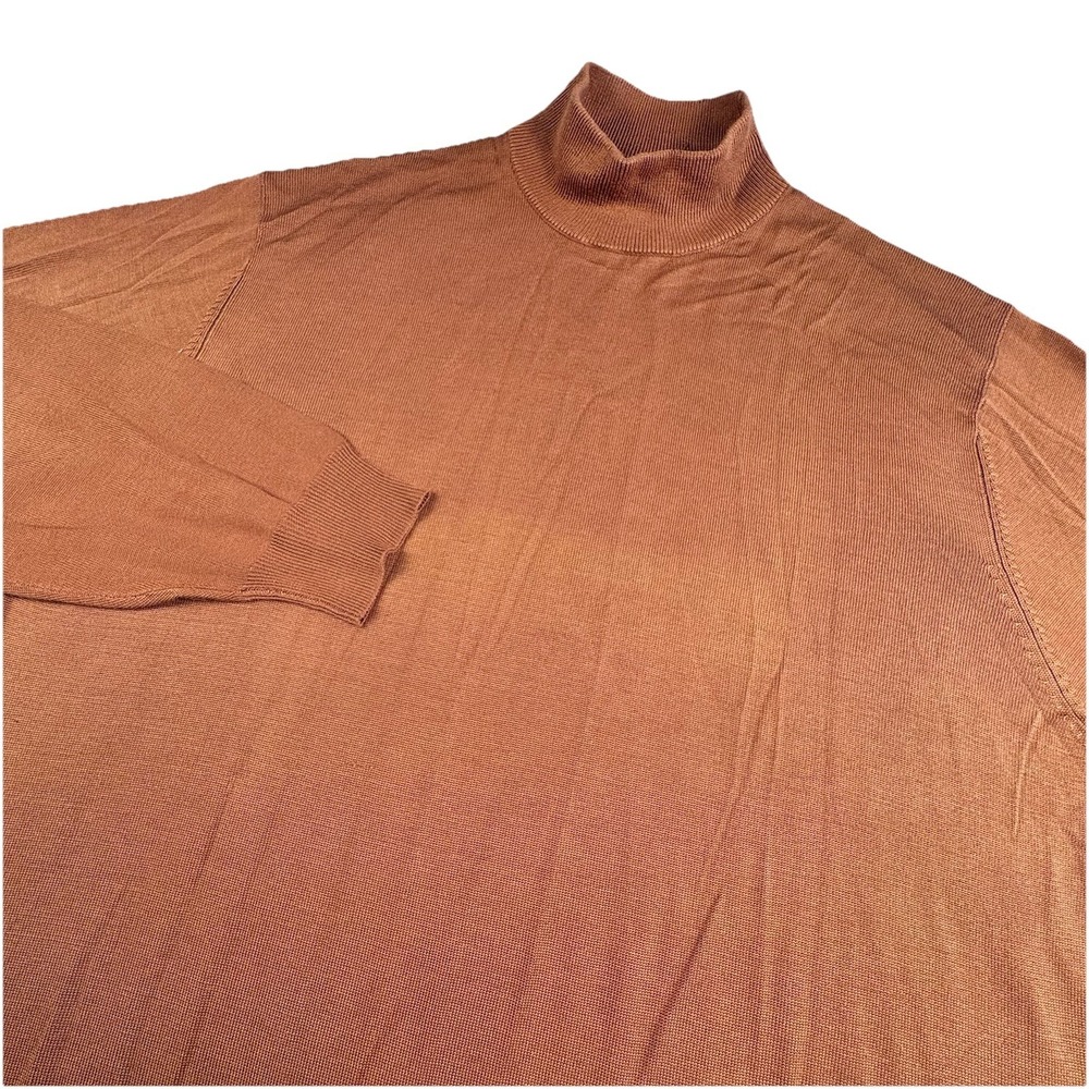 Jos A Bank Signature Collection 100% Silk Shirt Men XL Mock Neck Orange